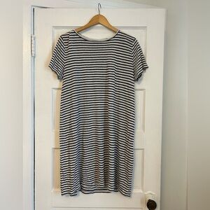 Eileen Fisher Linen Striped Black and White T-shirt Dress